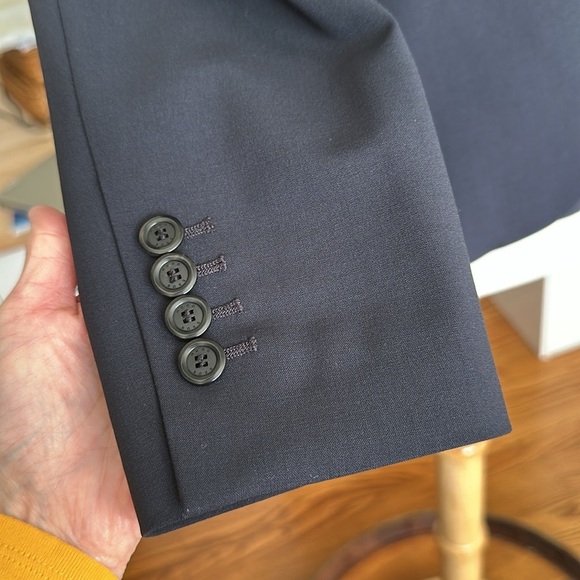 HUGO BOSS Juicy Wool Blazer Navy Blue One Button Tailored Career Wear Size 6 - Picture 10 of 16